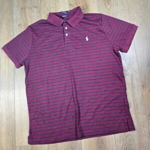 Polo Ralph Lauren Custom Fit Shirt XL Red Blue Stripe Short Sleeve Polo Men’s